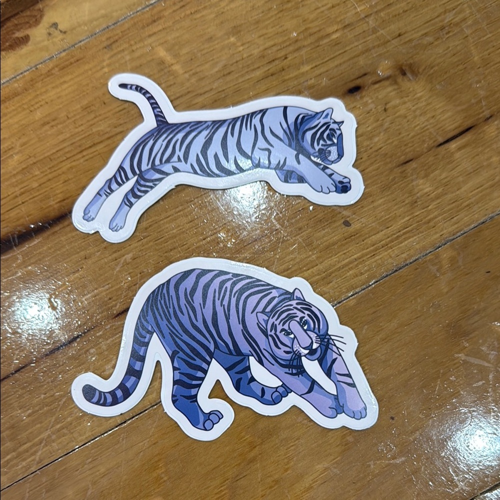 NEW Two Piece Blue Tiger Stickers Set